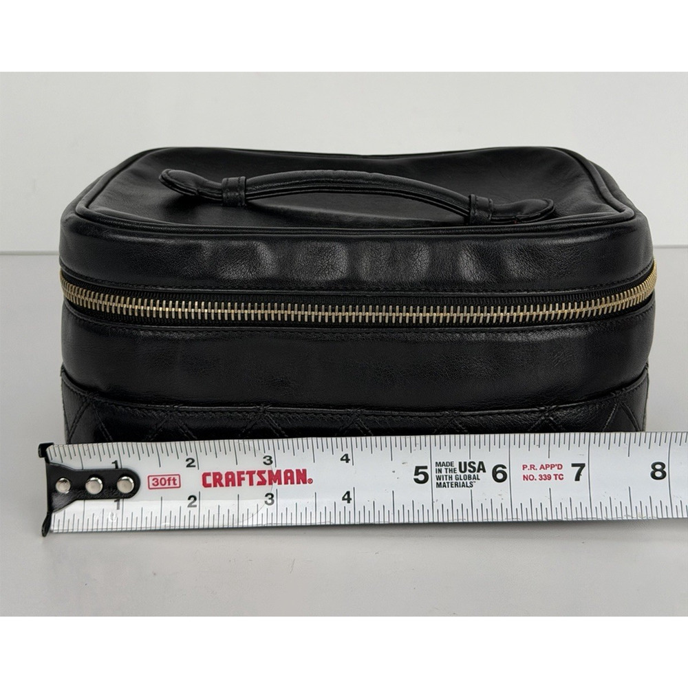 Chanel Vanity Case Vintage Black Quilted Lambskin Top Handle 1989-1991 S11 - Picture 14 of 15